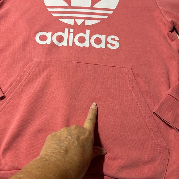 Adidas Junior, extra large trefoil long sleeve hoodie, colored dust, pink - Picture 6 of 9